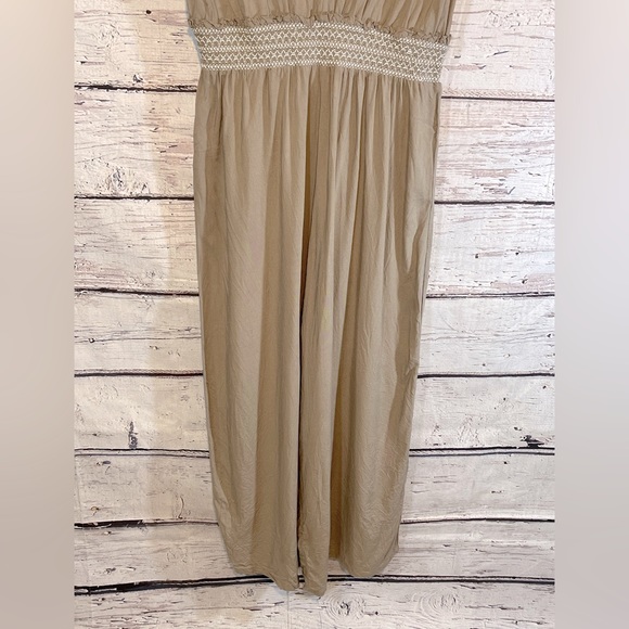 JAPNA Jumpsuit Sleeveless w Stretchy Waist Khaki-Large - Picture 3 of 4